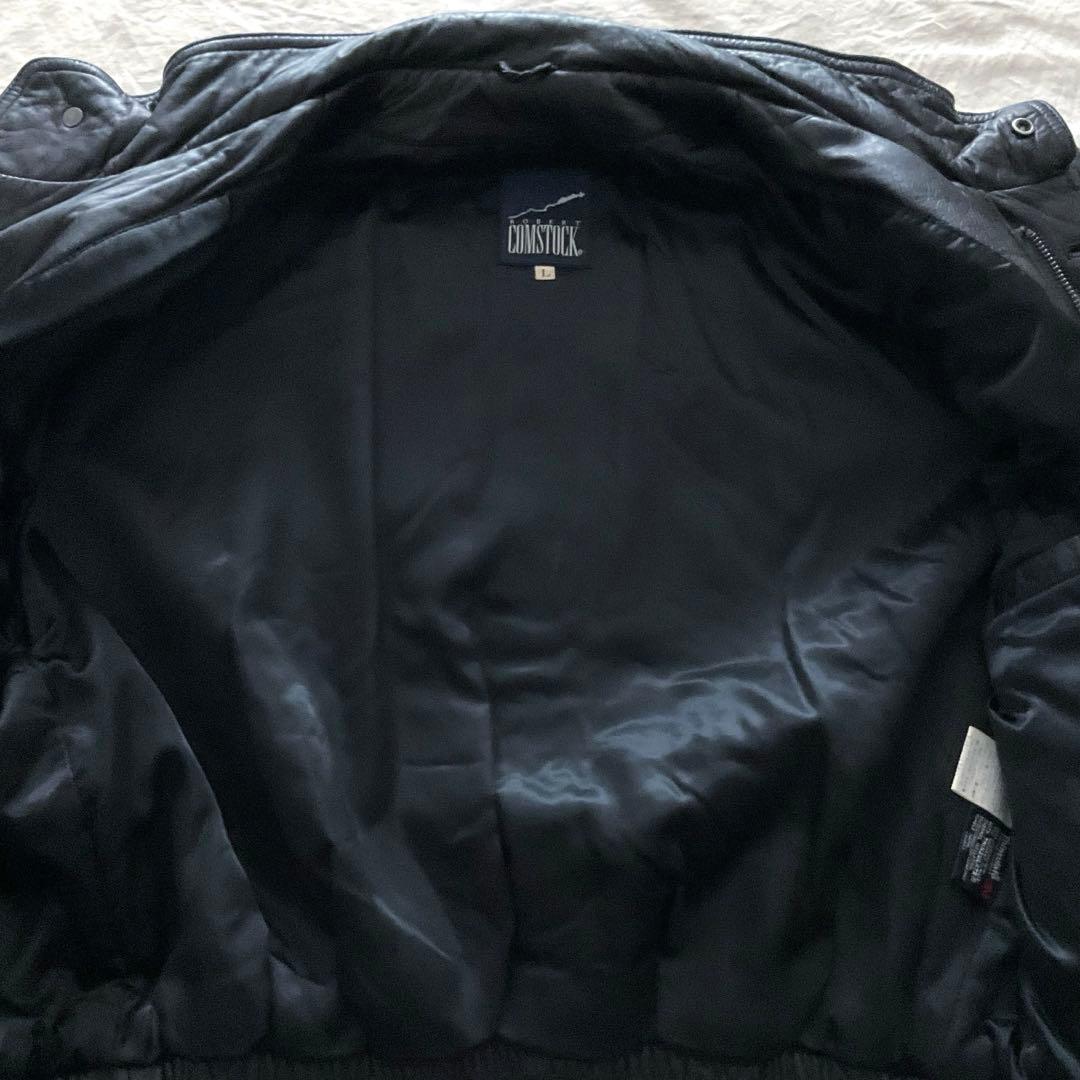 80s 羊本革 黒 レザージャンパー ボンバージャケット ユニセックス レア