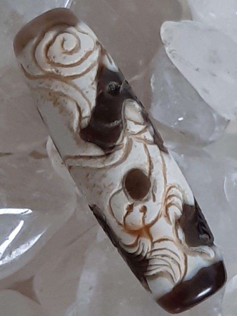 チベットジービーズ 西蔵天珠 優質老礦 特殊稀少彫刻龍神天珠