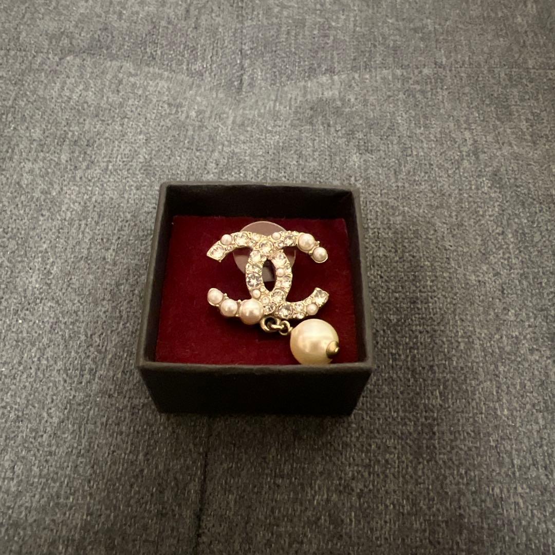 CHANEL シャネル ココマーク パール ピアス ラインストーン 片耳