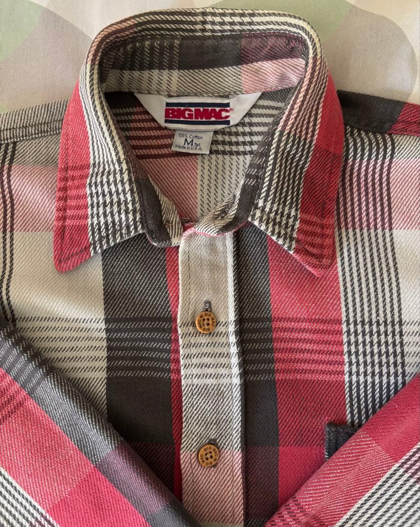 好配色 80s BIGMACビンテージ ネルシャツ オンブレ チェック USA製