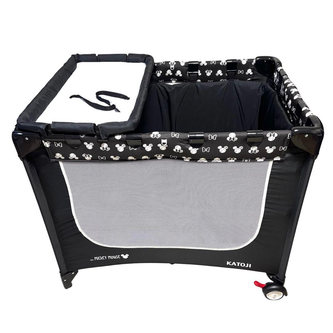 美品 カトージ KATOJI ポータブル ベビーベッド ミッキー ベビーサークル