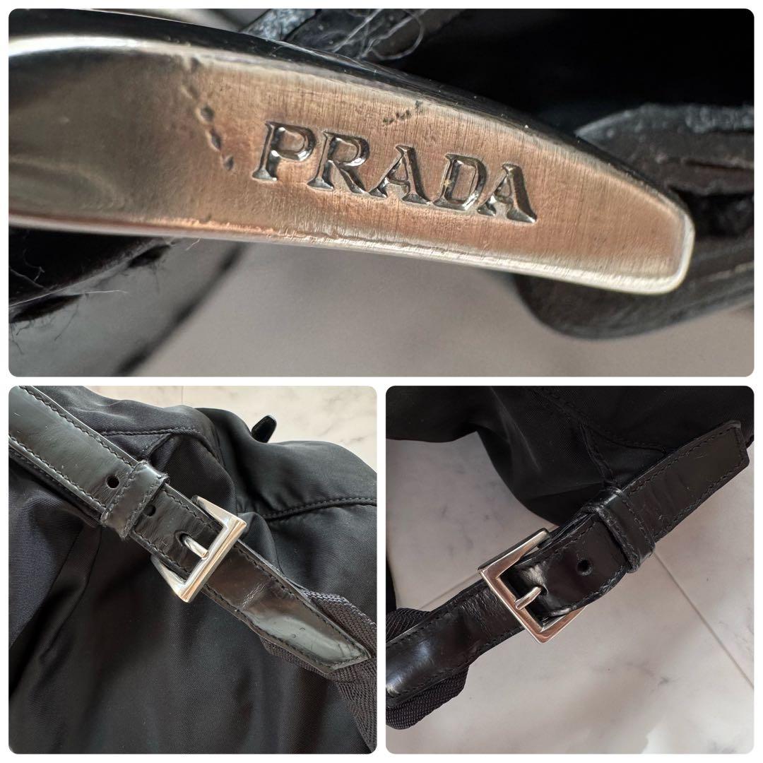 PRADA リュック　三角ロゴ　テスートナイロン　シルバー金具　黒　ユニセックス