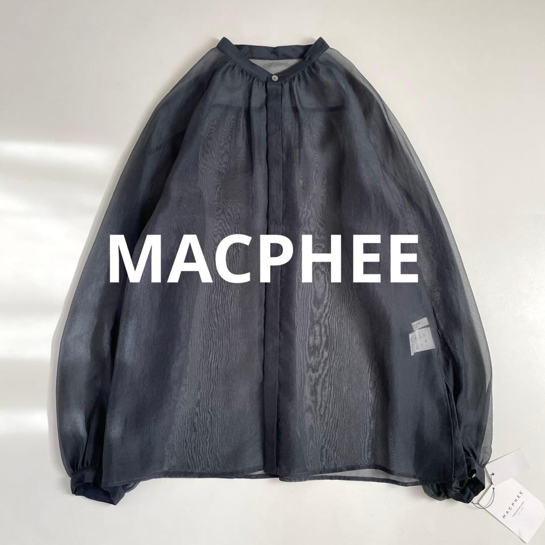 2025購入　新品　マカフィー　ソフトオーガンジーバンドカラーブラウス　ブラック