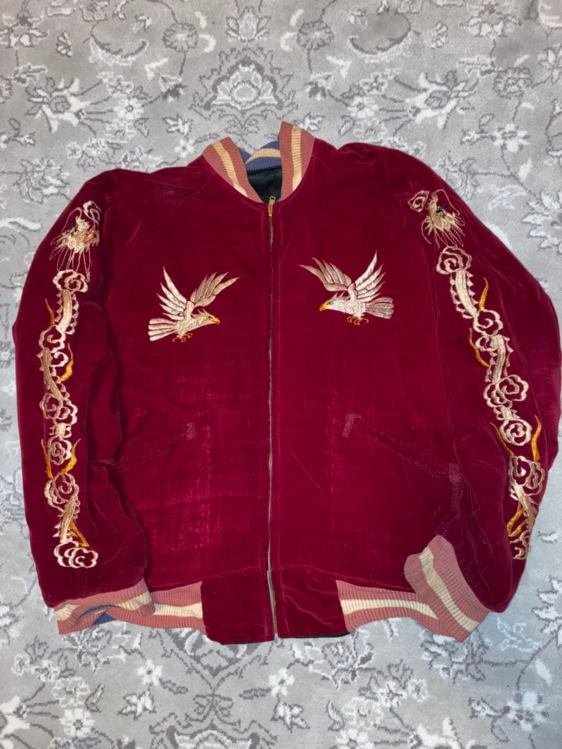 山*田様 50's スカジャン　真鍮YKK回転式　鷹×日本地図 リバーシブル