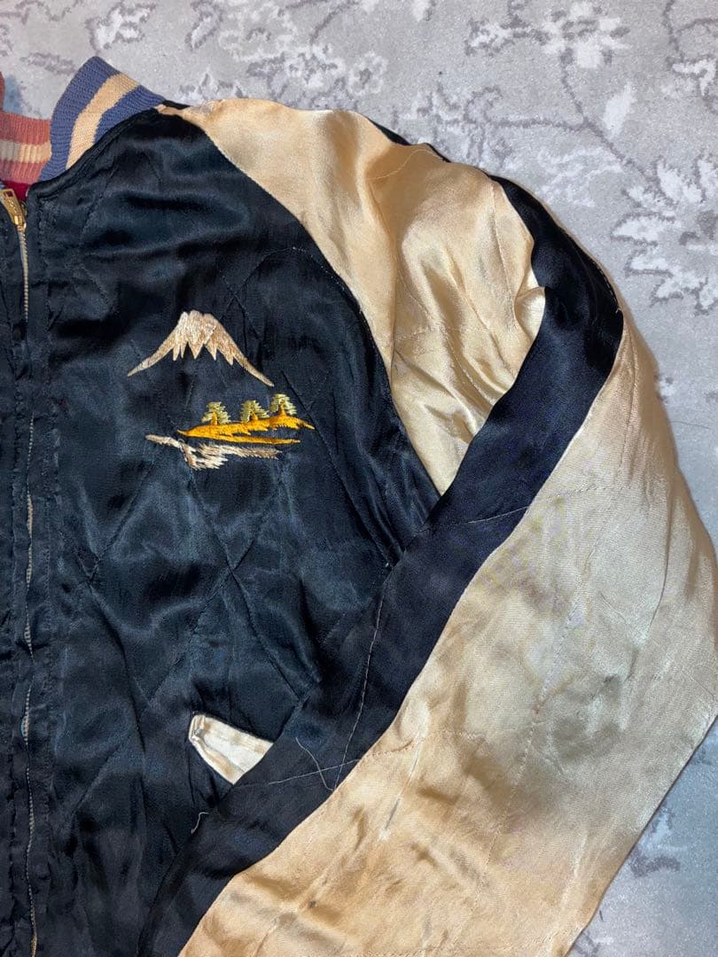 山*田様 50's スカジャン　真鍮YKK回転式　鷹×日本地図 リバーシブル