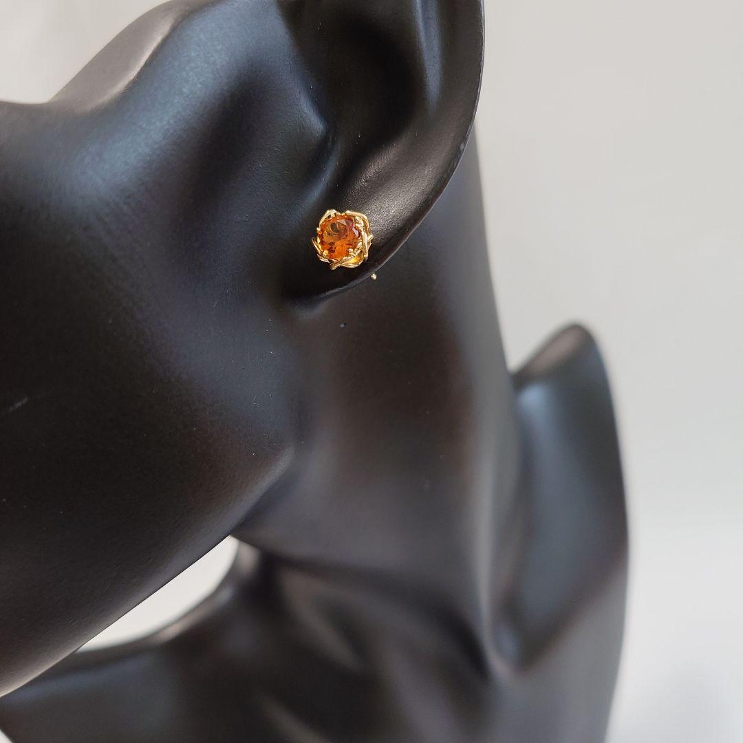 【美品】ティファニー K18YG シトリン ピアス 片耳用 6679