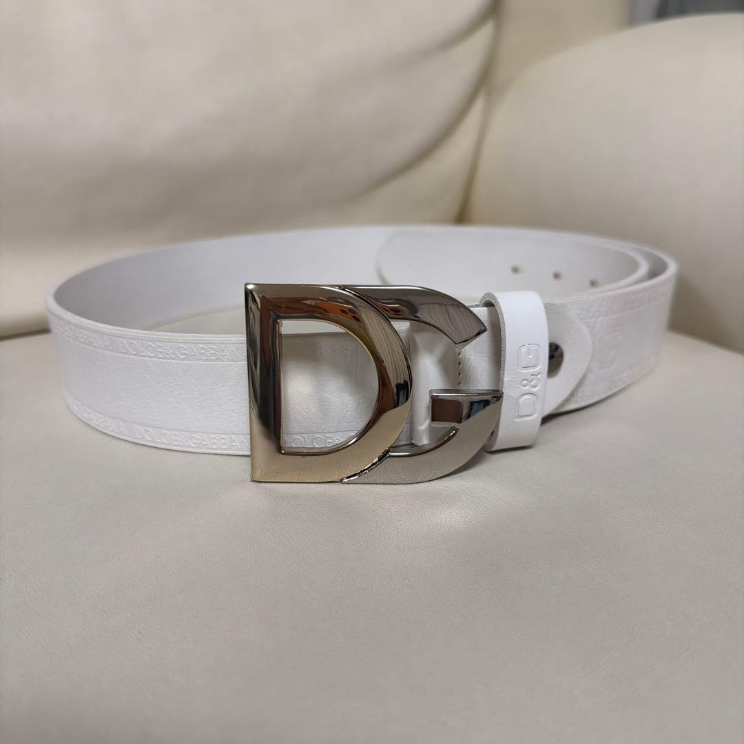 美品✨D&G ホワイトレザーベルト