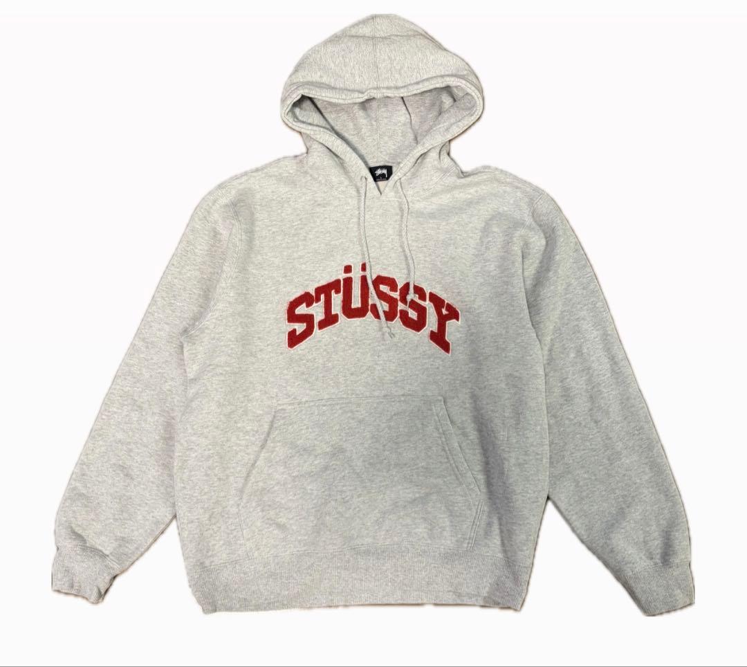 stussy パイルアーチロゴ　パーカー　グレー