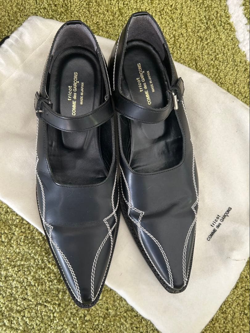 ⭐︎トリココムデギャルソン　ブラックレザーストラップパンプス