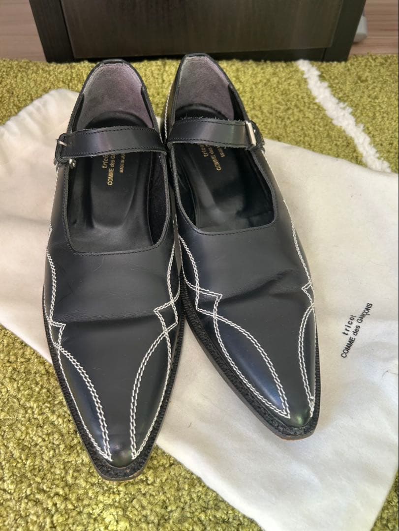 ⭐︎トリココムデギャルソン　ブラックレザーストラップパンプス