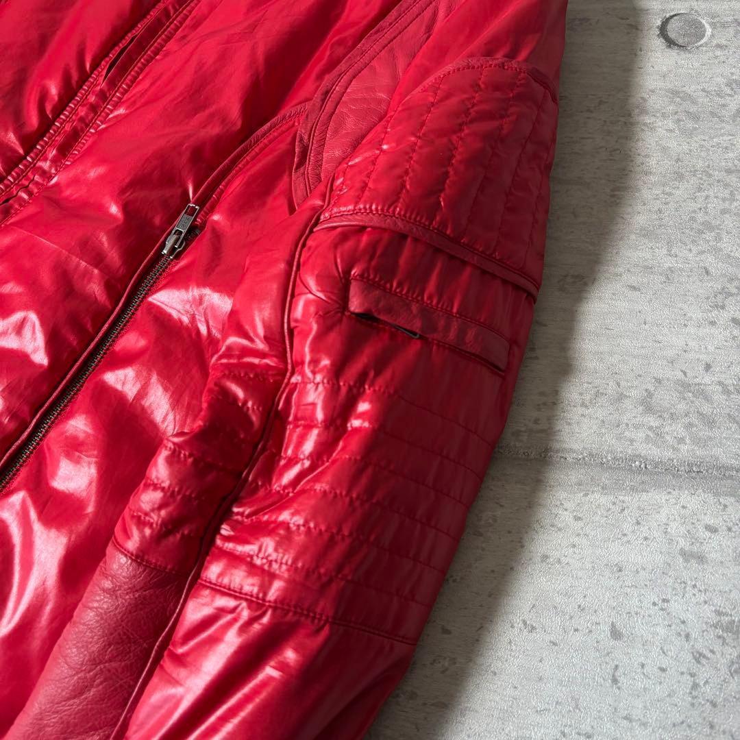 2000's leather × nylon riders jacket y2k