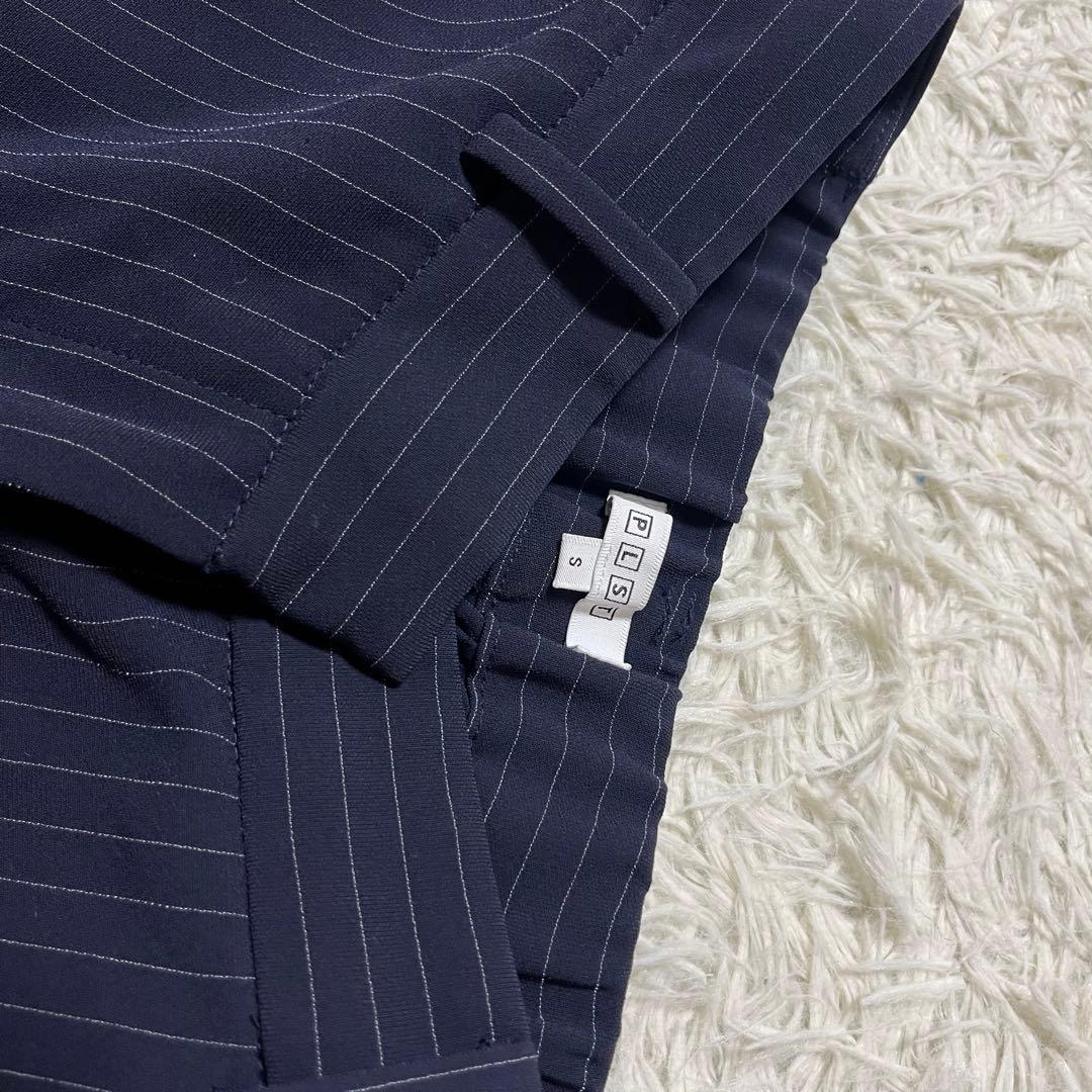 美品 S PLST ネイビー ストライプ ダブル セットアップ スーツ