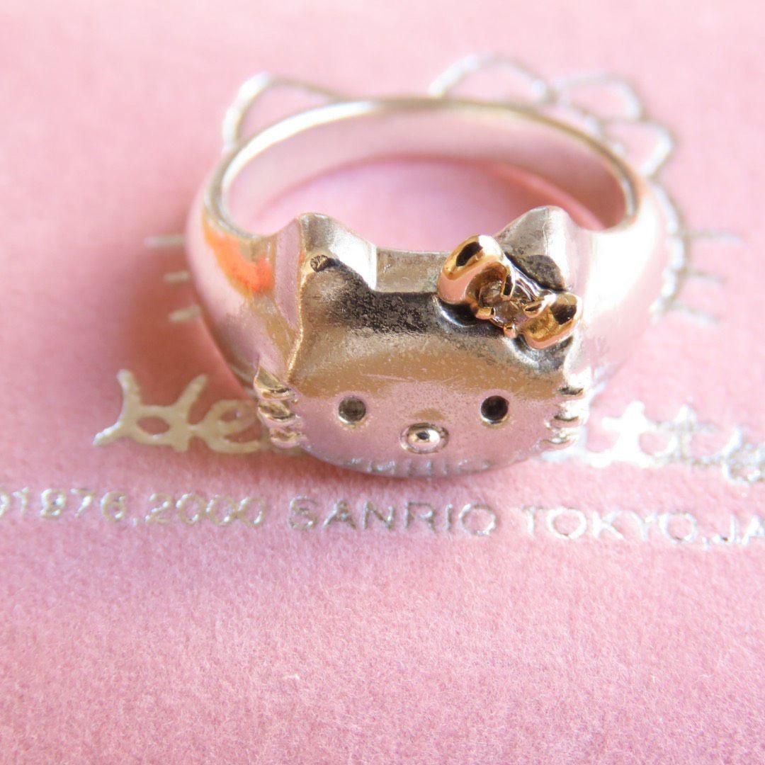 キティ　K18 シルバー　リング　ダイヤモンド　サンリオ　コンビ　指輪
