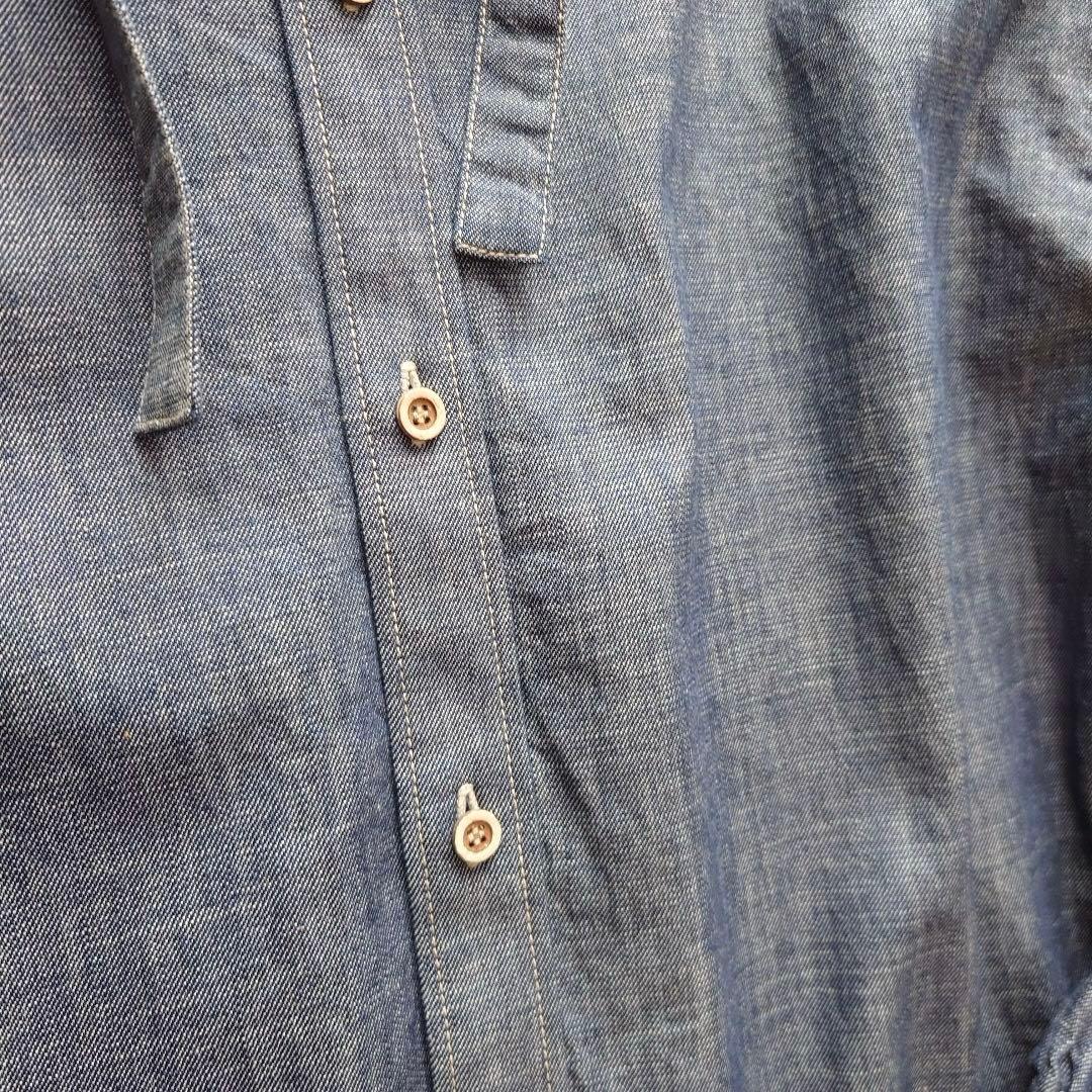 試着のみ　45R瑠璃ダンガリーデニムのボウタイクッペシャツ（加工） 45rpm