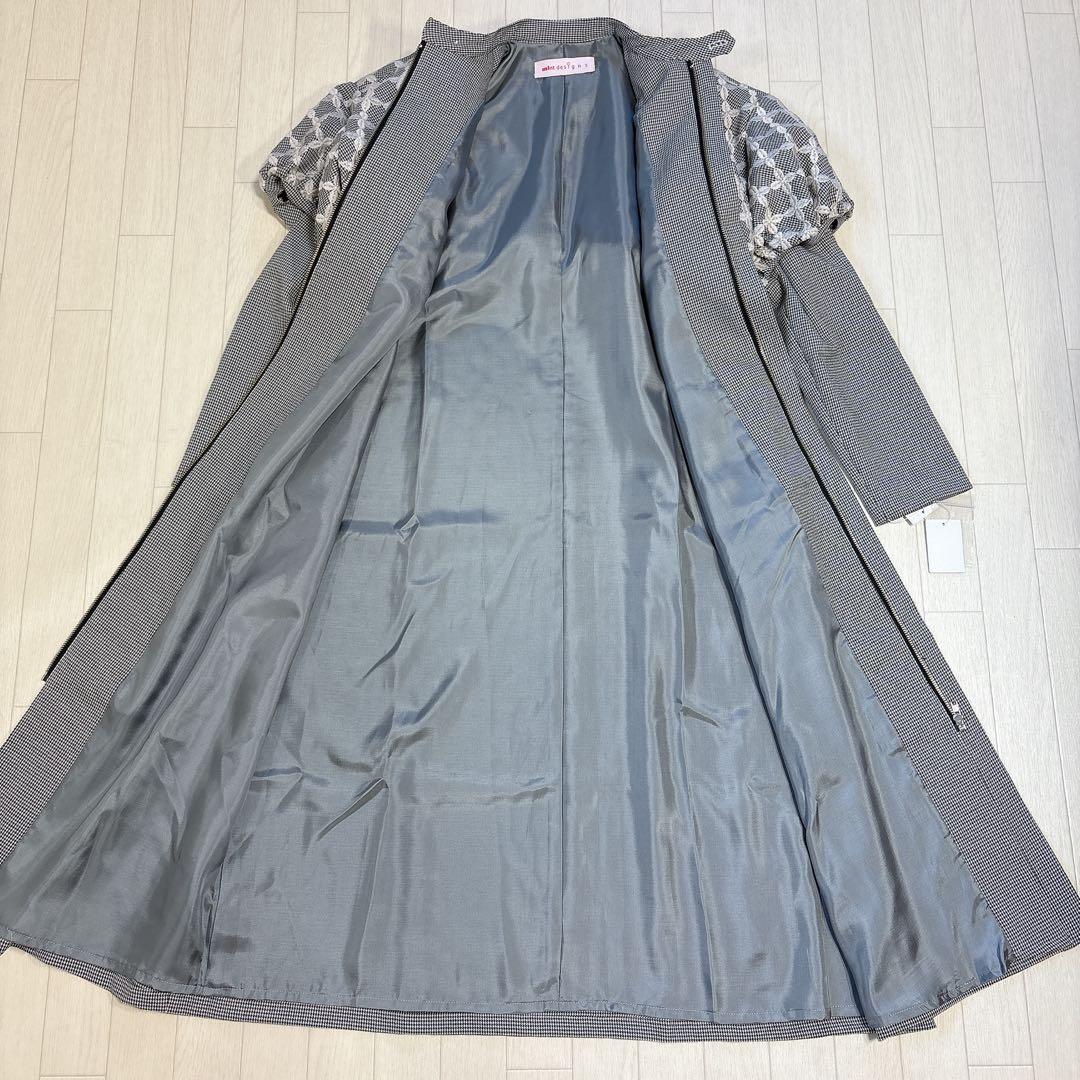 タグ付き 25AW ミントデザインズ ミックスチェックドレスコート 刺繍 千鳥