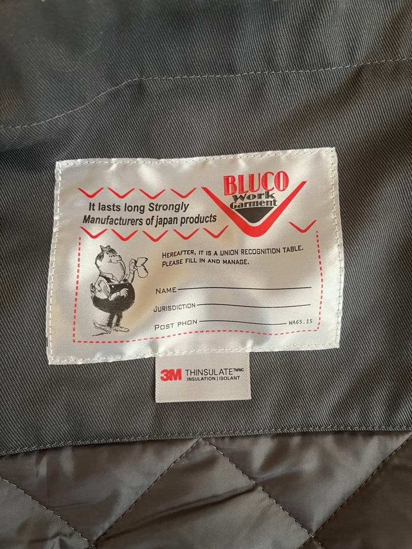 美品BLUCO ブルコ ウィンター ワークコート XL グレー