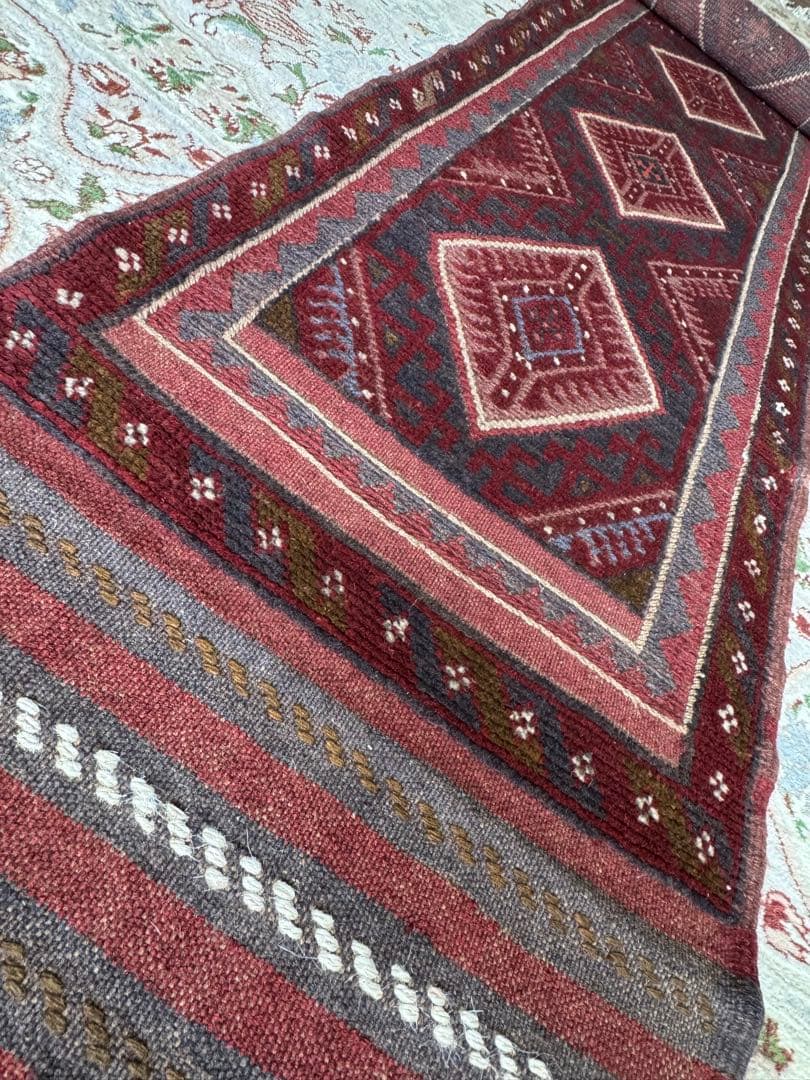 ペルシャ タフタン手作りラグ ランナー 56cm X 240cm