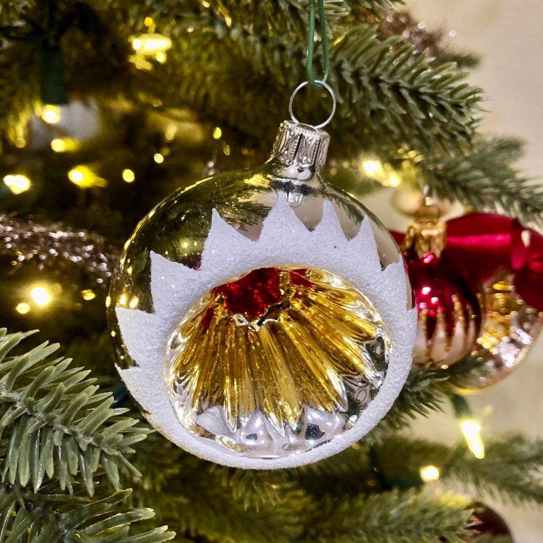 ドイツ　リフレクターオーナメント　8cm レッド　ゴールド　7cmシルバー　3個