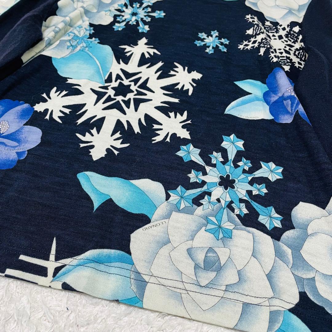希少✨LEONARD カシミヤ混 ニット トップス　花柄 ウール　トリム　40