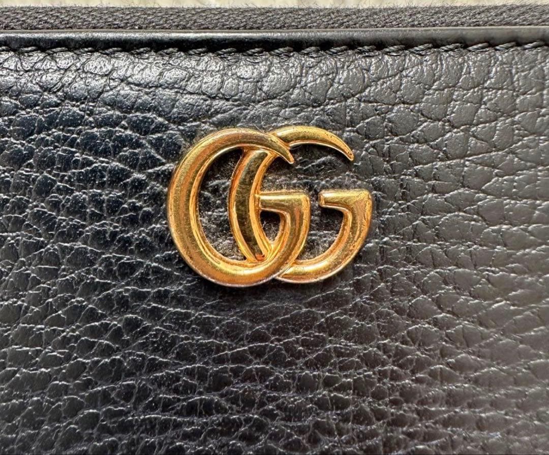 GUCCI ブラックレザー長財布 GGロゴ