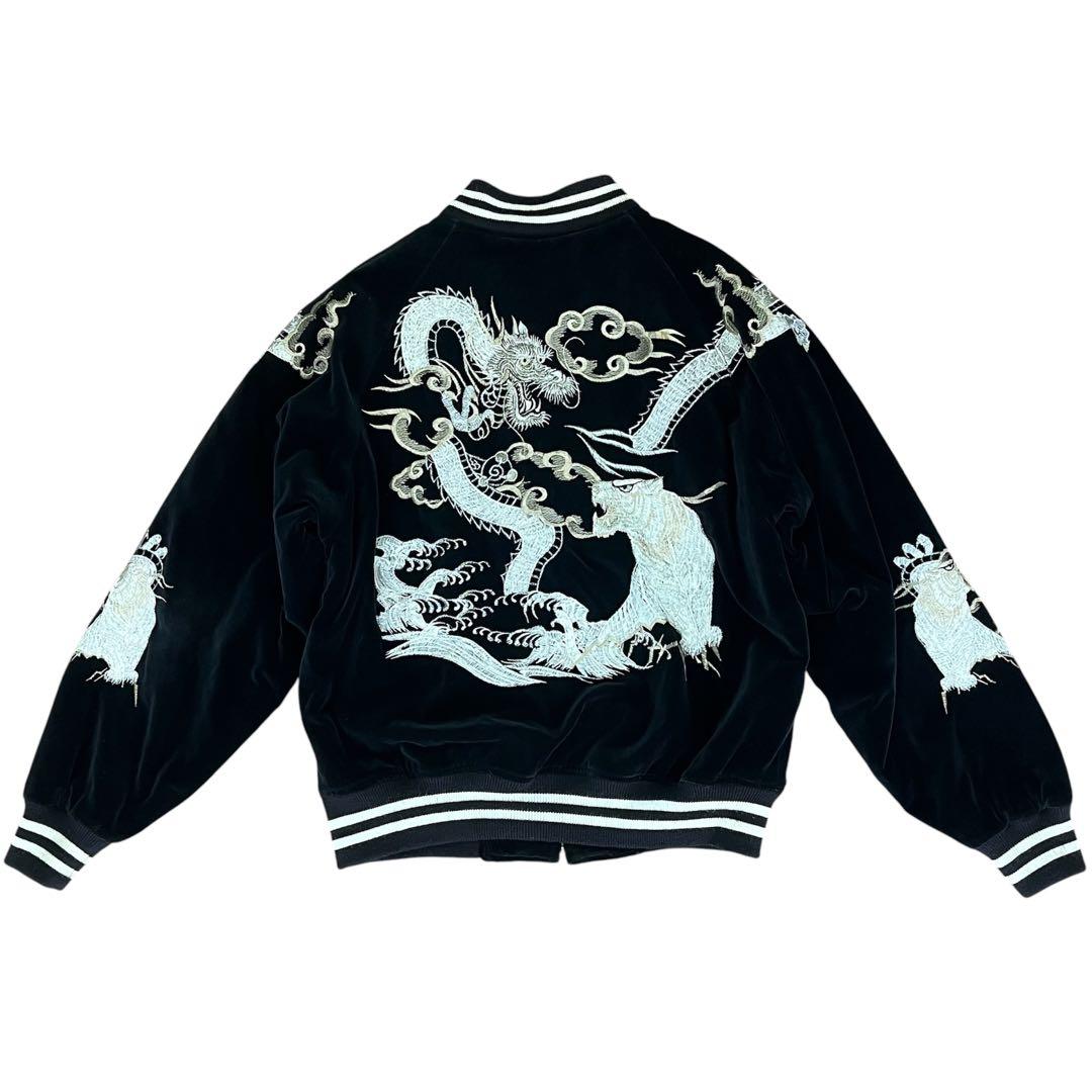 星姫hoshihime スカジャン　龍虎　黒　別珍　サイズフリー