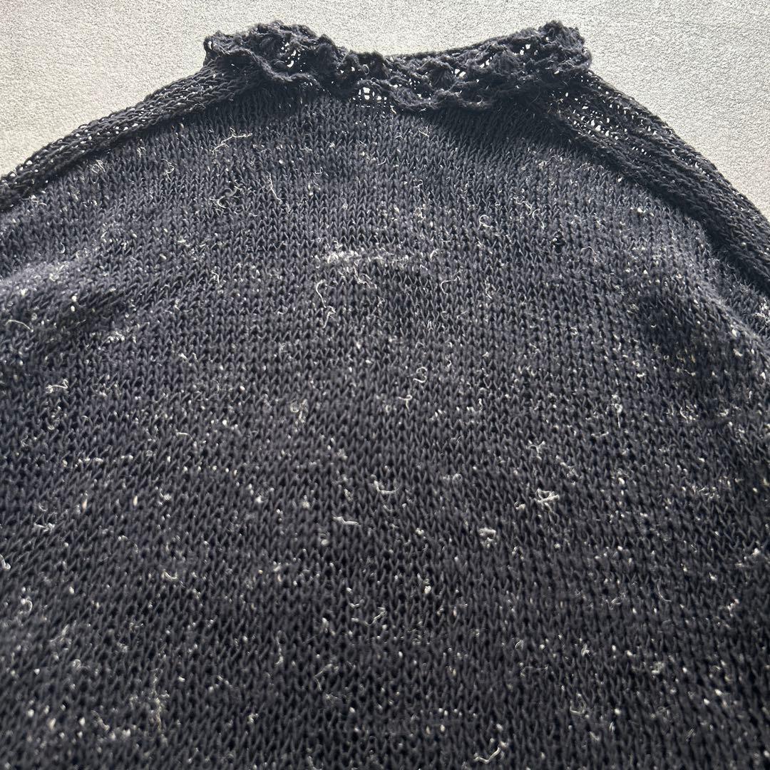 希少✨ ミナペルホネン 襟付 カーディガン リネン 天杢 編み地 ローゲージ