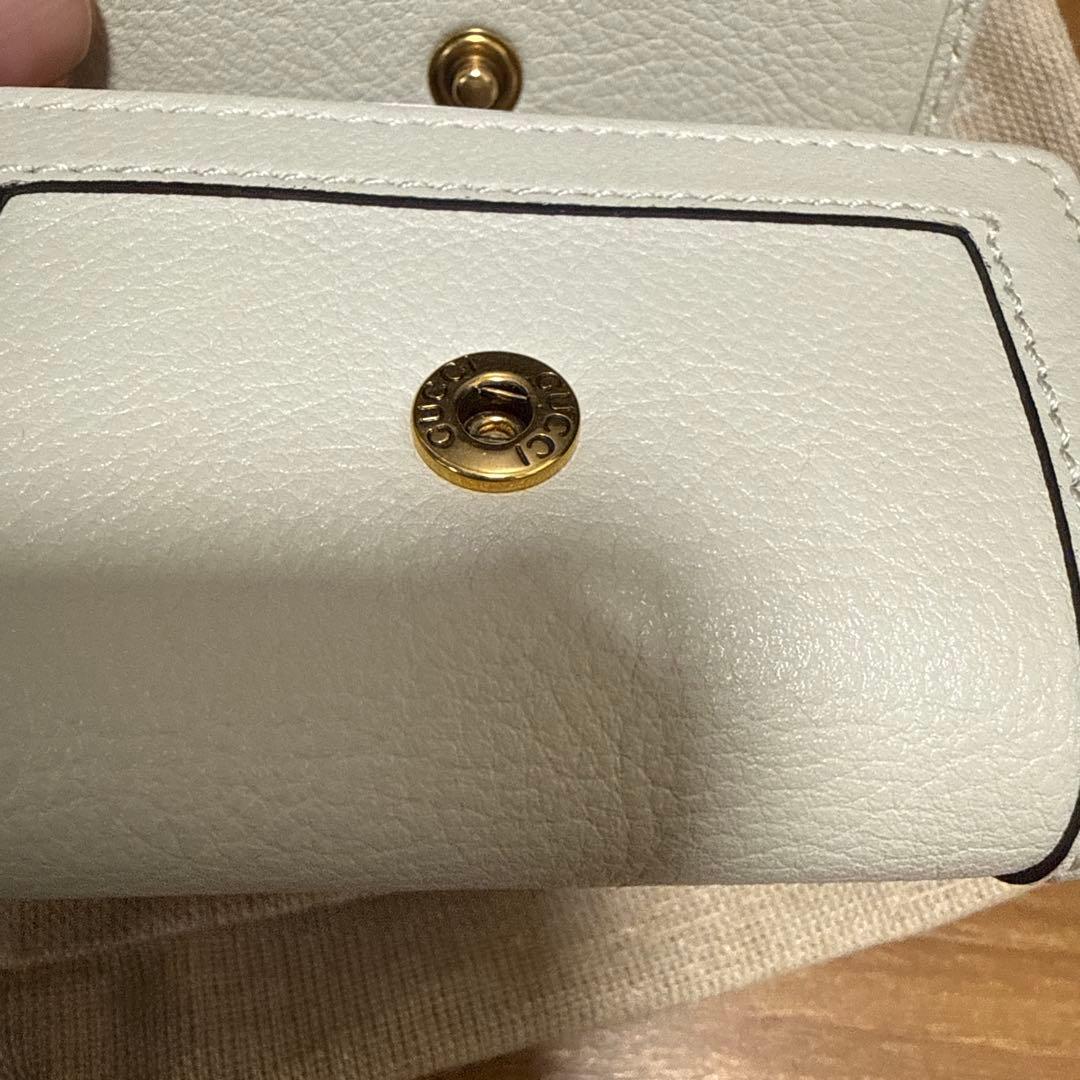 GUCCI バンブー装飾 ホワイトレザーキーケース　グッチ