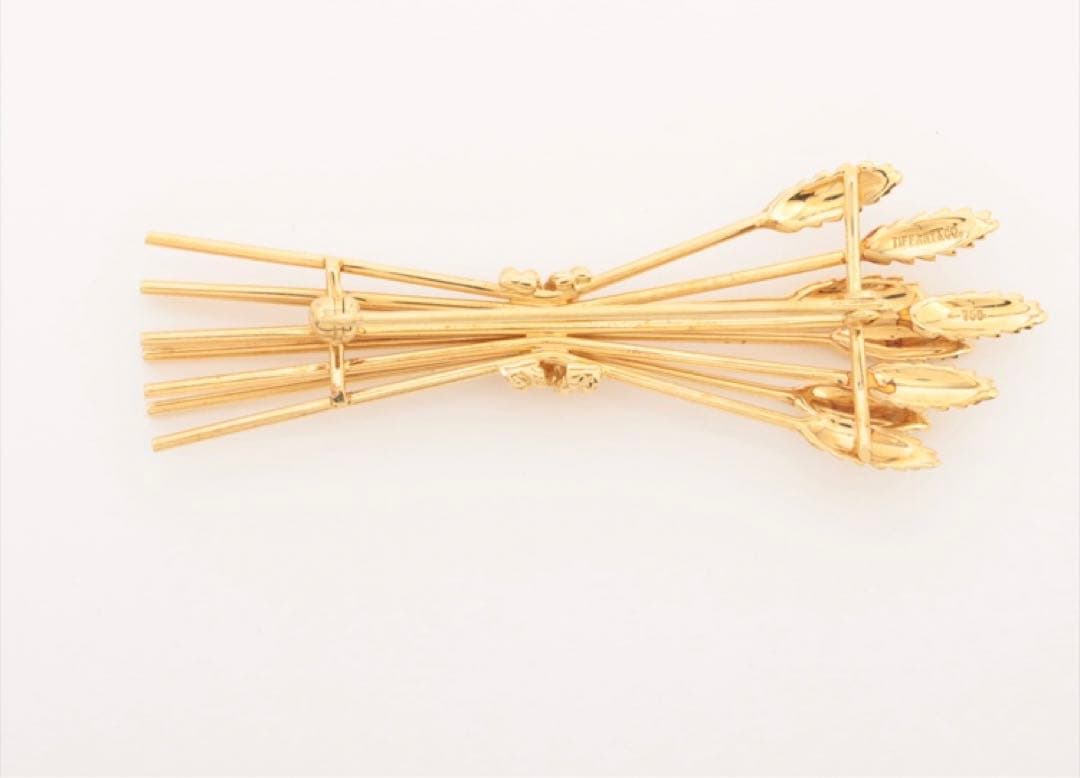 ティファニー　イエローゴールドブローチ　麦モチーフ　k1818金 18k