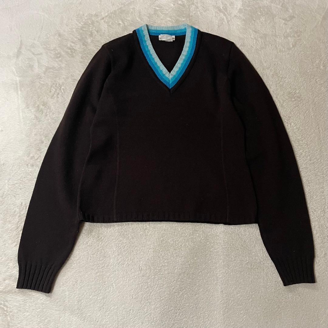 専用 ドリスヴァンノッテン Vネックウールニット S ブラウン 美品 ベルギー製