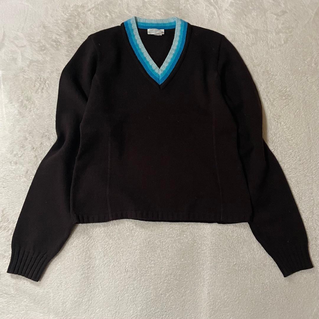 専用 ドリスヴァンノッテン Vネックウールニット S ブラウン 美品 ベルギー製