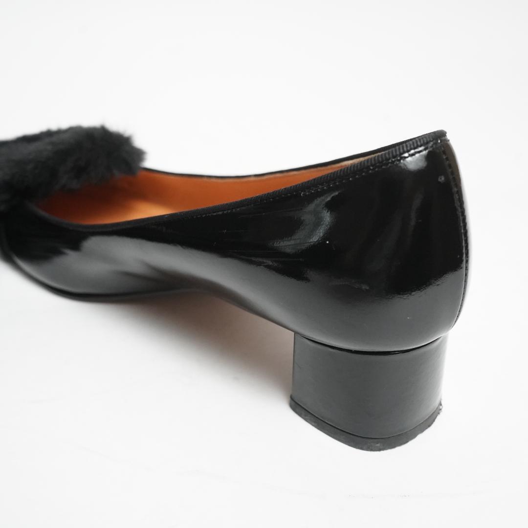 【美品】ランバンオンブルー パンプス ファー エナメル モチーフ 23.5cm