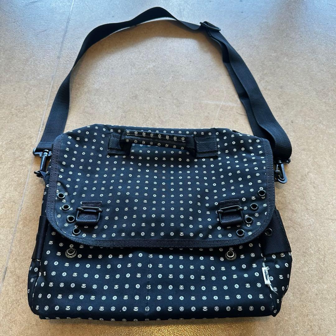 90s オールド　ステューシー　メッセンジャー　バッグ　Y2K チェック　柄　黒