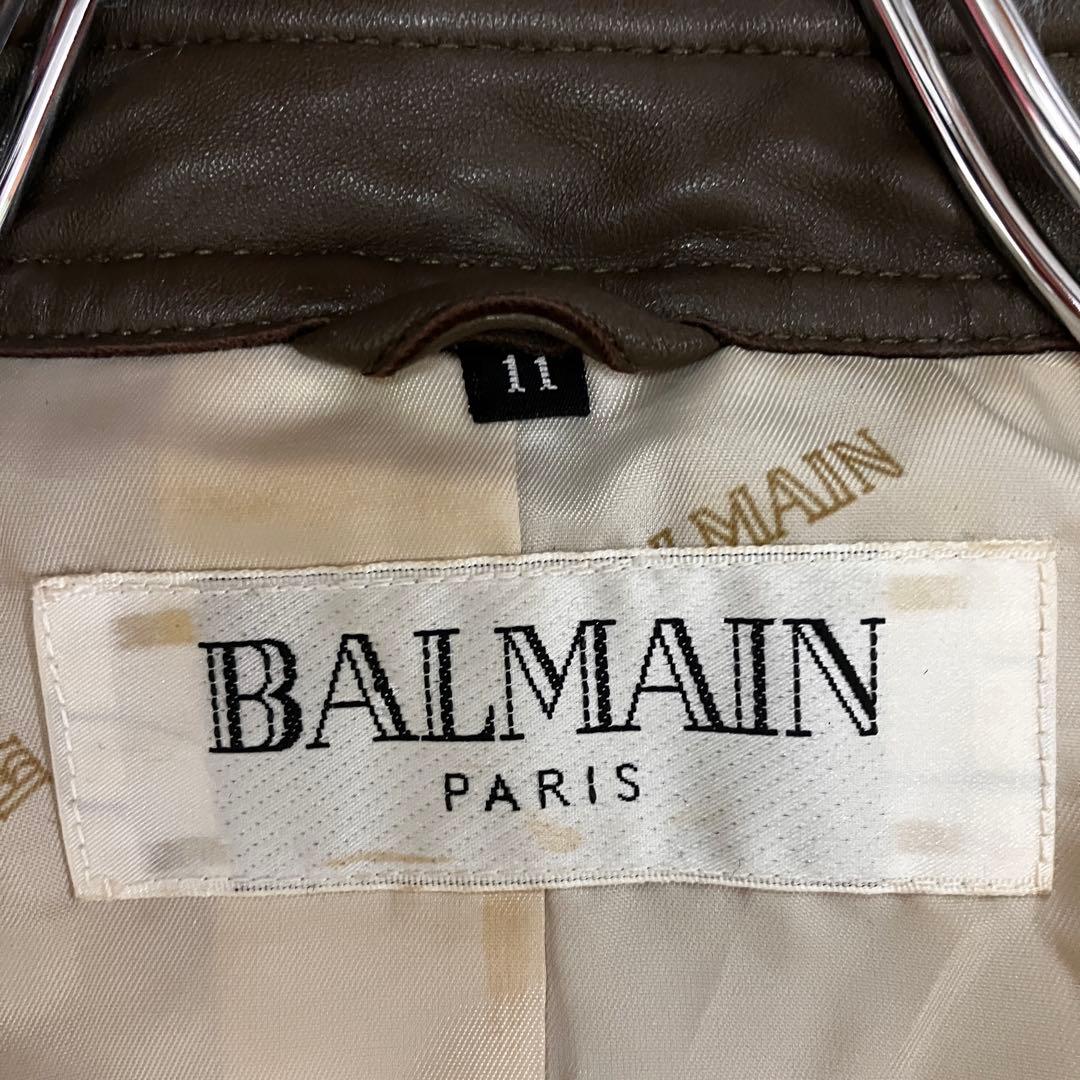 短丈 BALMAIN バルマン キルティング レザー ライダースジャケット 羊革