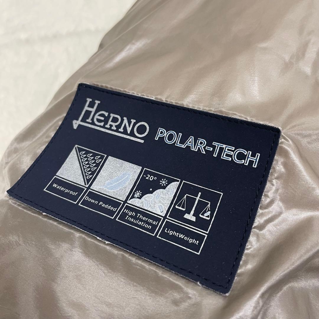 【美品】ヘルノ ポーラーテック ダウンコート 44 2XL相当 グレージュ