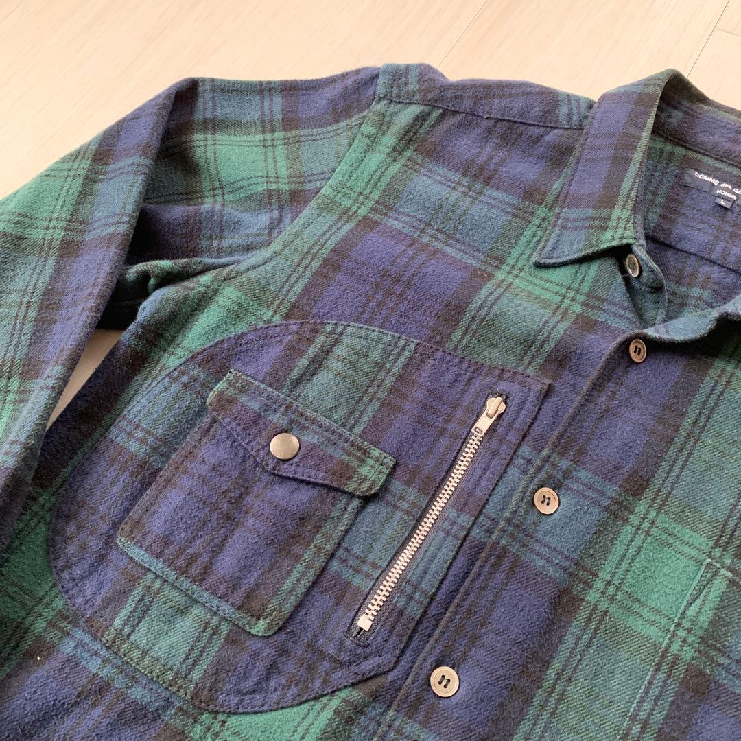 00s コムデギャルソン　ブラックウォッチ　ネルシャツ　切り返しパターン