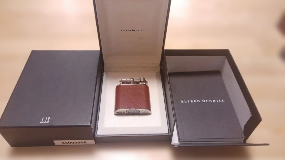 【希少・付属品完備】ダンヒル ユニーク 英国製 本革巻き ライター 当時物