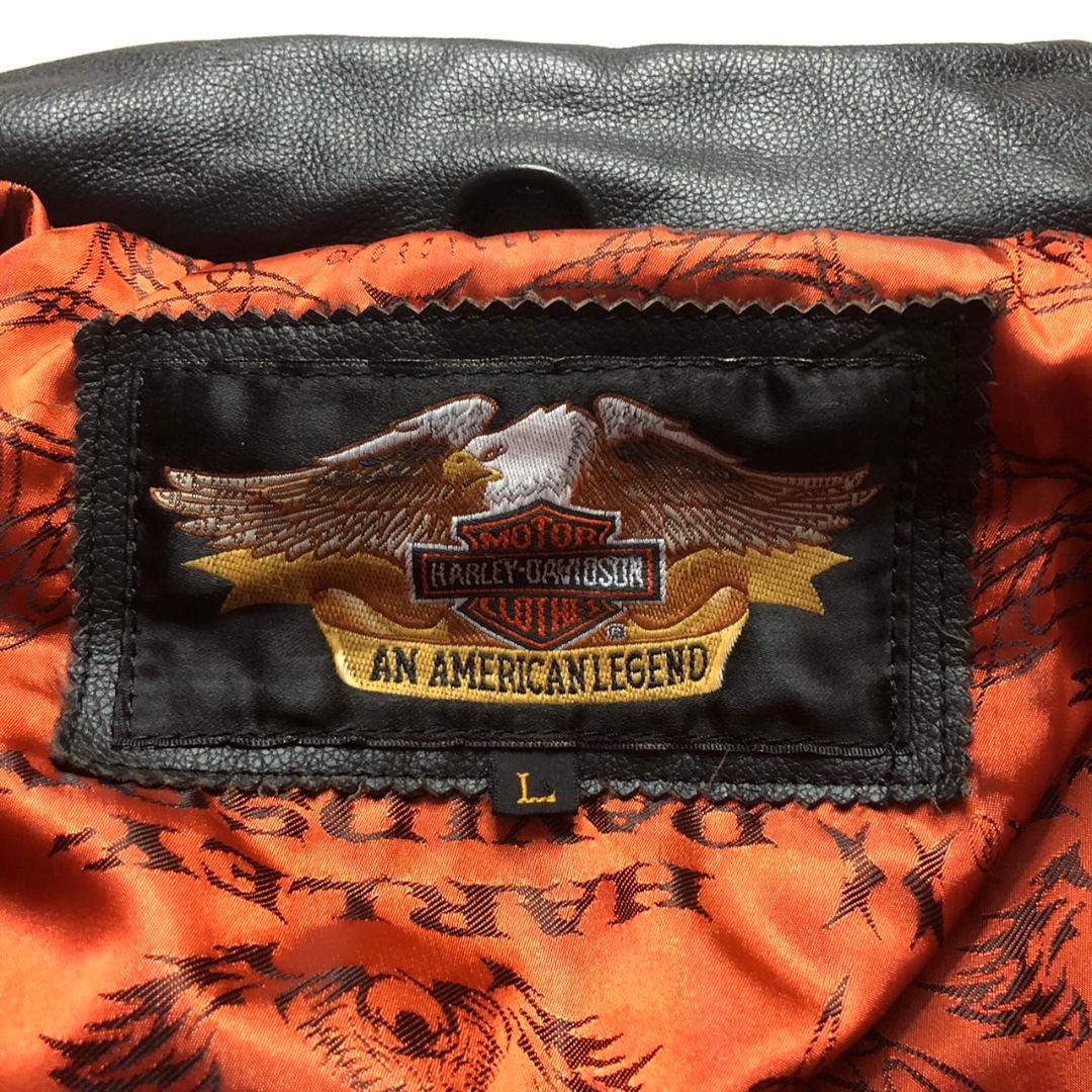 90s~00sハーレーダビッドソンイーグルロゴ牛革シングルライダースジャケット