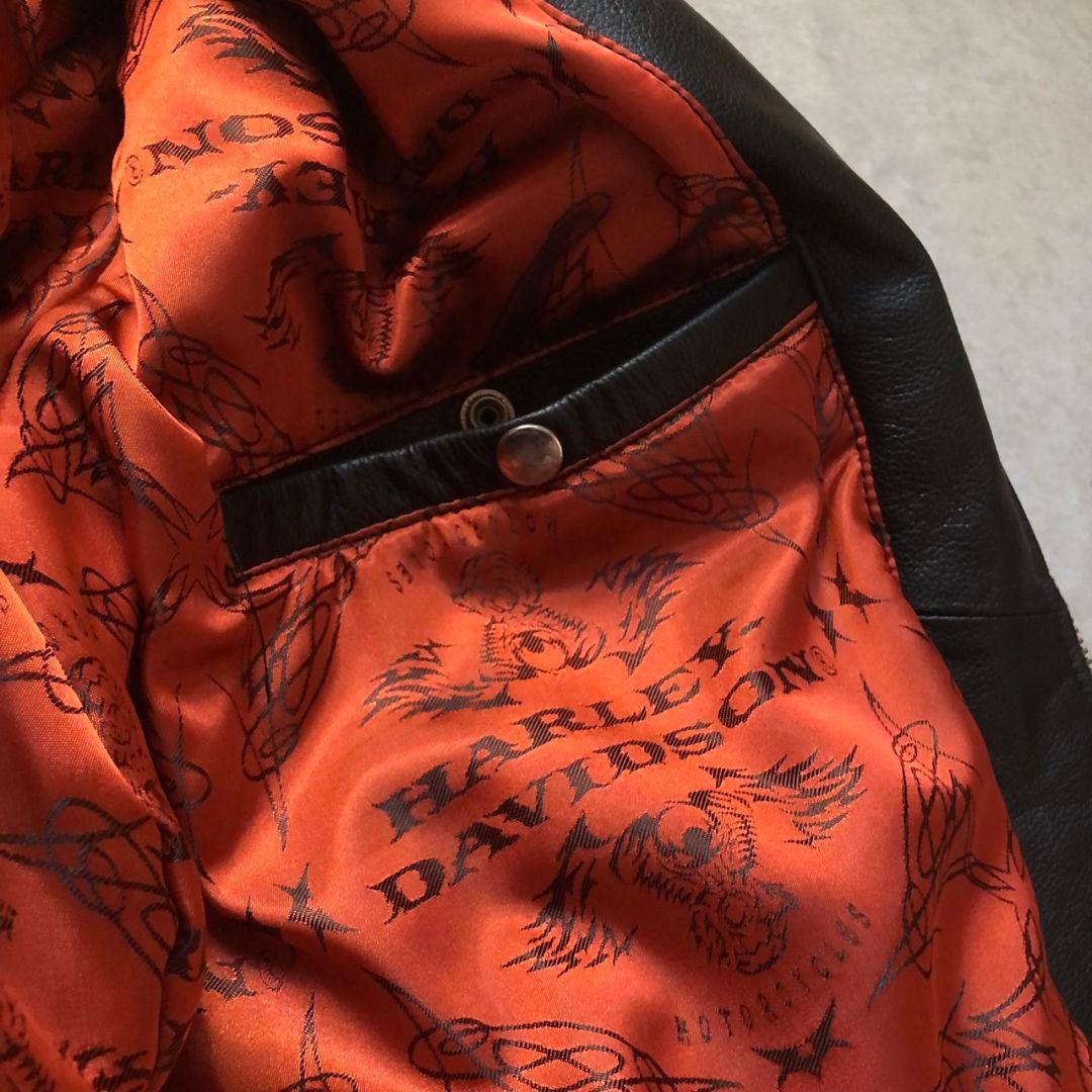 90s~00sハーレーダビッドソンイーグルロゴ牛革シングルライダースジャケット