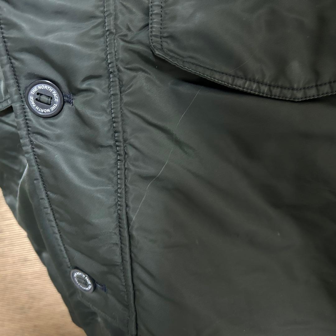 【ノースフェイス】ダウンジャケット モッズコート　MA1　刺繍　カーキーC5