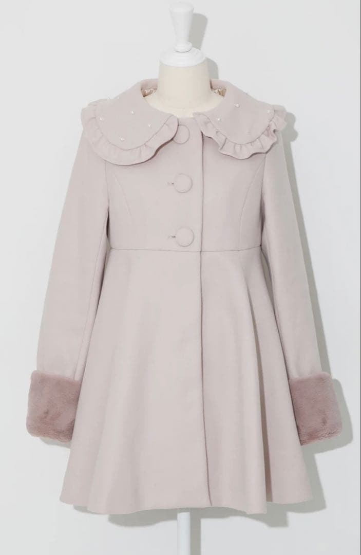 pium ビジューカラードーリーフレアコート ピンク