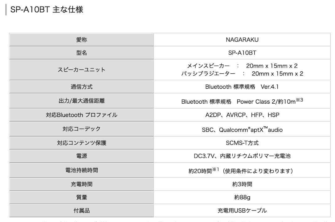 JVC NAGARAKU SP-A10BT-B ネックスピーカー ブラック