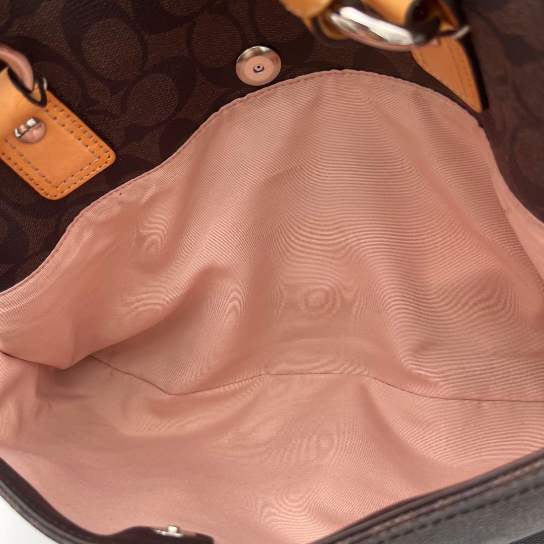 【美品】 コーチ 2way ボストンバッグ PVC シグネチャー ブラウン