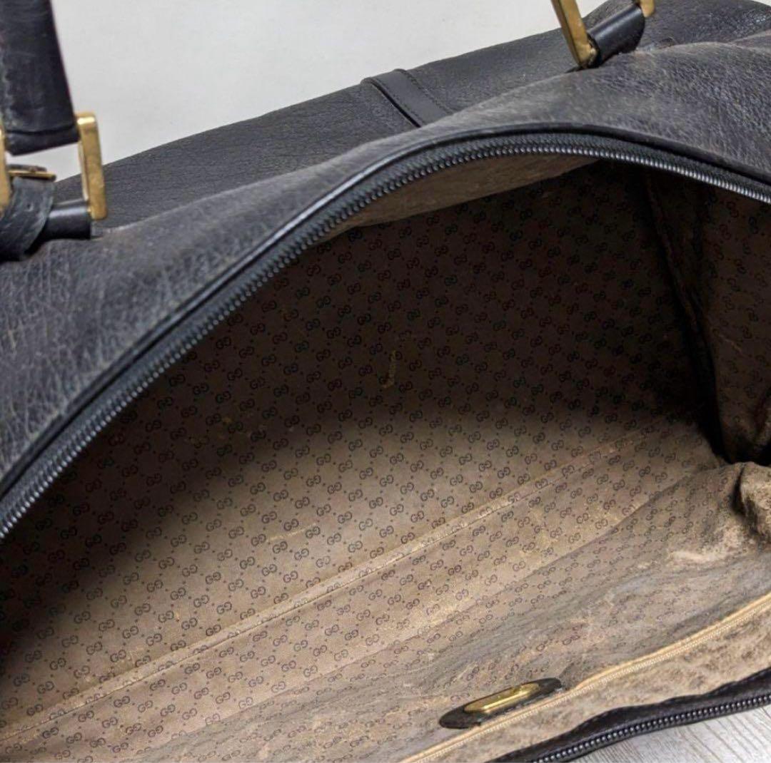 【売り切り価格】グッチ　ボストンバッグ　インターロッキング　レザー　ネームタグ