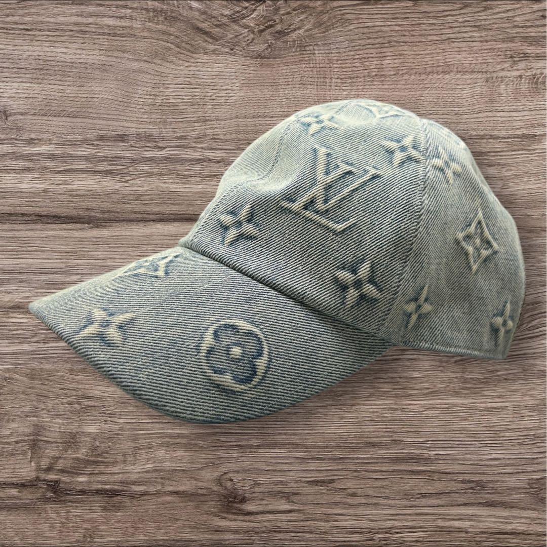 【美品】ルイヴィトン モノグラム デニム キャップ M7156L イタリア製