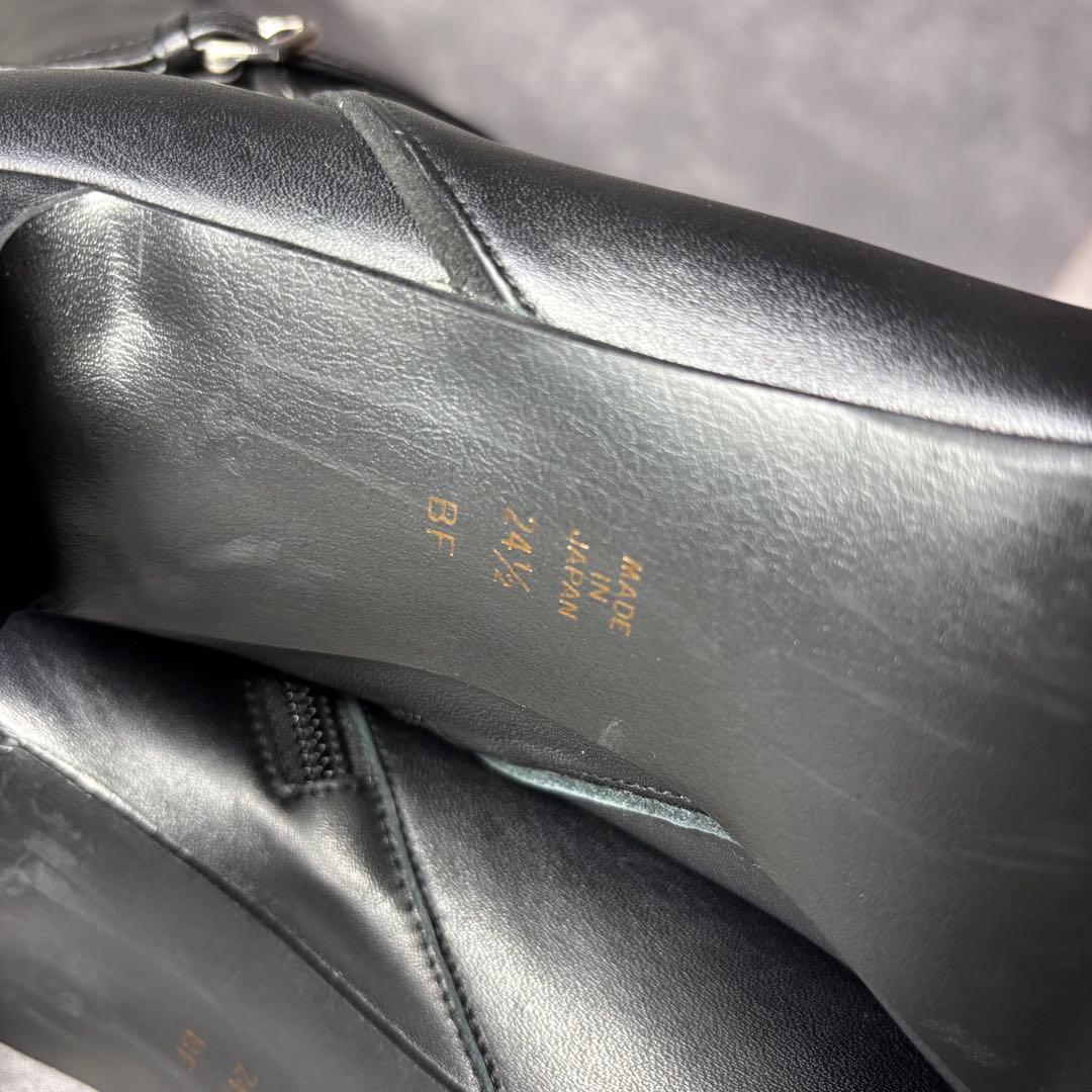 【極美品】DIANA ダイアナ　ロングブーツ　フルジップ　ベルト　レザー 黒