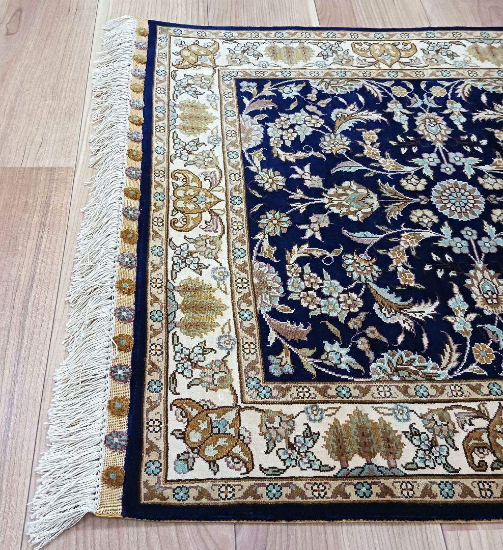 Y3181 トルコ カイセリ絨毯 シルク100% 手織り 93×63㎝