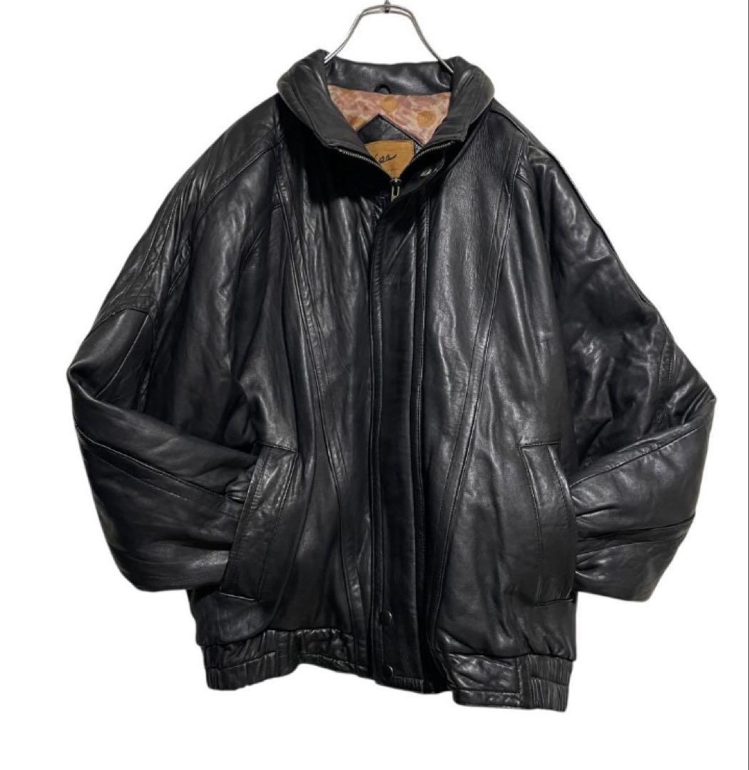 24時間以内発送　フランス 羊革 ラムレザーシングルライダースジャケット 黒 M