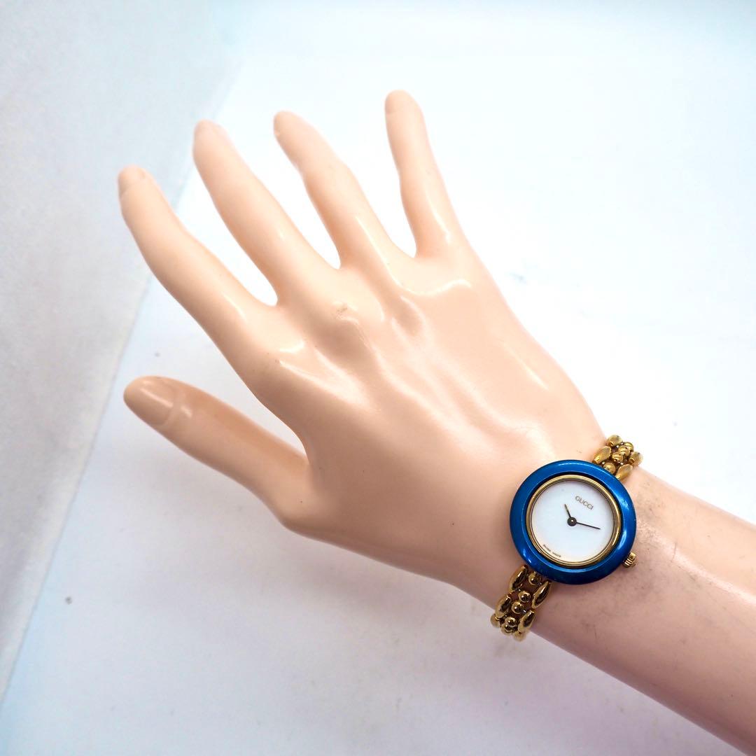 321 GUCCI レディース 時計 チェンジベゼル ゴールド ブルー　希少