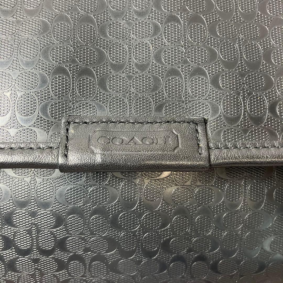 美品 コーチ ヘリテージ シグネチャー メッセンジャーバッグ ブラック A4可