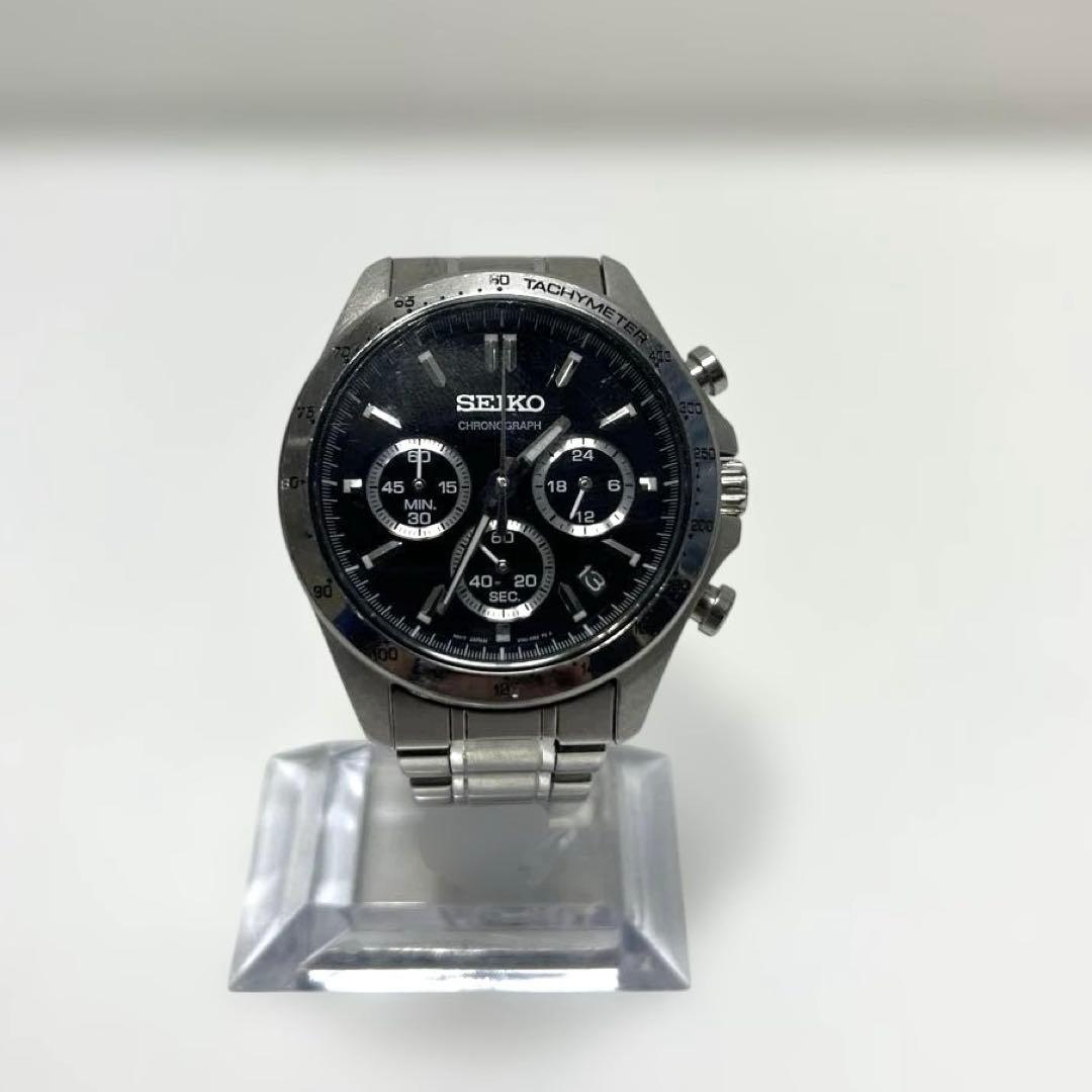 【稼働美品】SEIKO クロノグラフ ブラック 8T63-00d0
